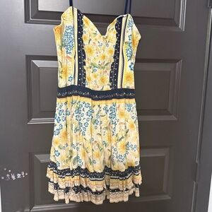 Agua Bendita Floral Yellow and Blue Dress